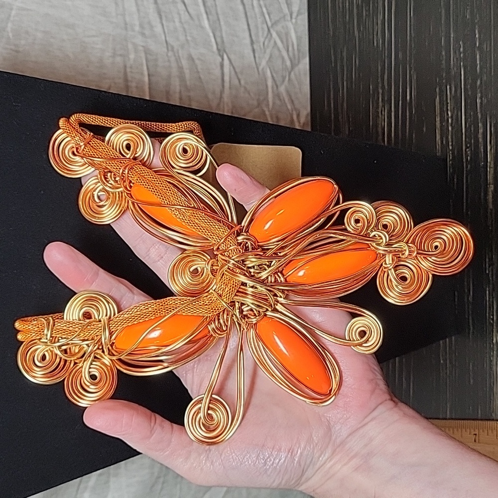 Unique Statement Necklace in Gold and Copper Tones - Picture 5 of 6